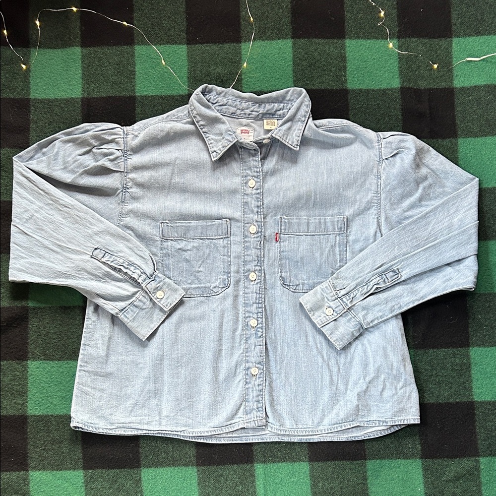 Levi's Puff Sleeve Light Wash Denim Shirt